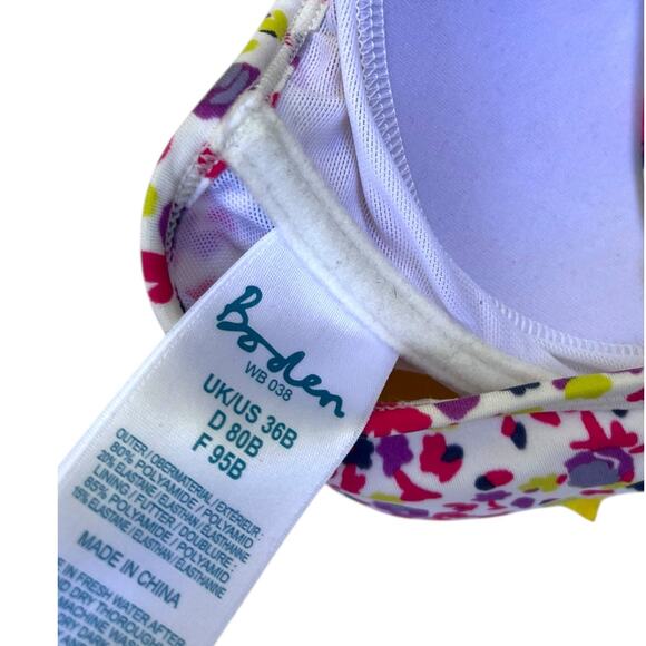 Boden Floral Ruffle Bikini Set | Sz 36B top, 8 bottoms | Blue, Purple, Yellow - Picture 4 of 12